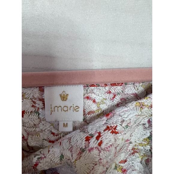 J. Marie Floral Top Size MED Pink Red‎ Yellow Spring Summer Perfection - Picture 4 of 5